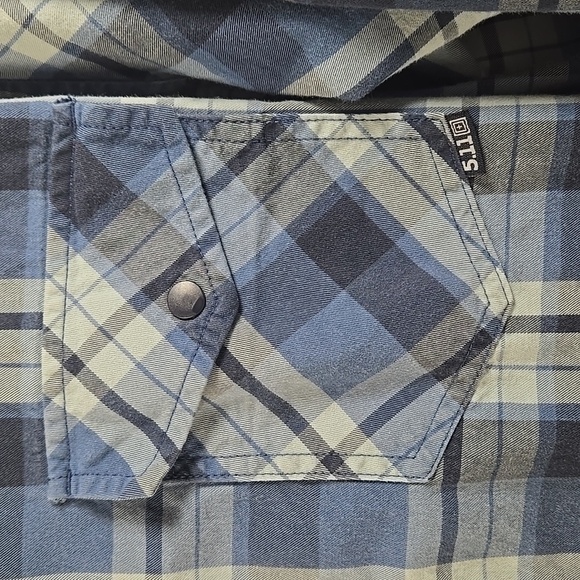 5.11 Tatical Blue Plaid Button Down Long Sleeve Shirt - Picture 4 of 6